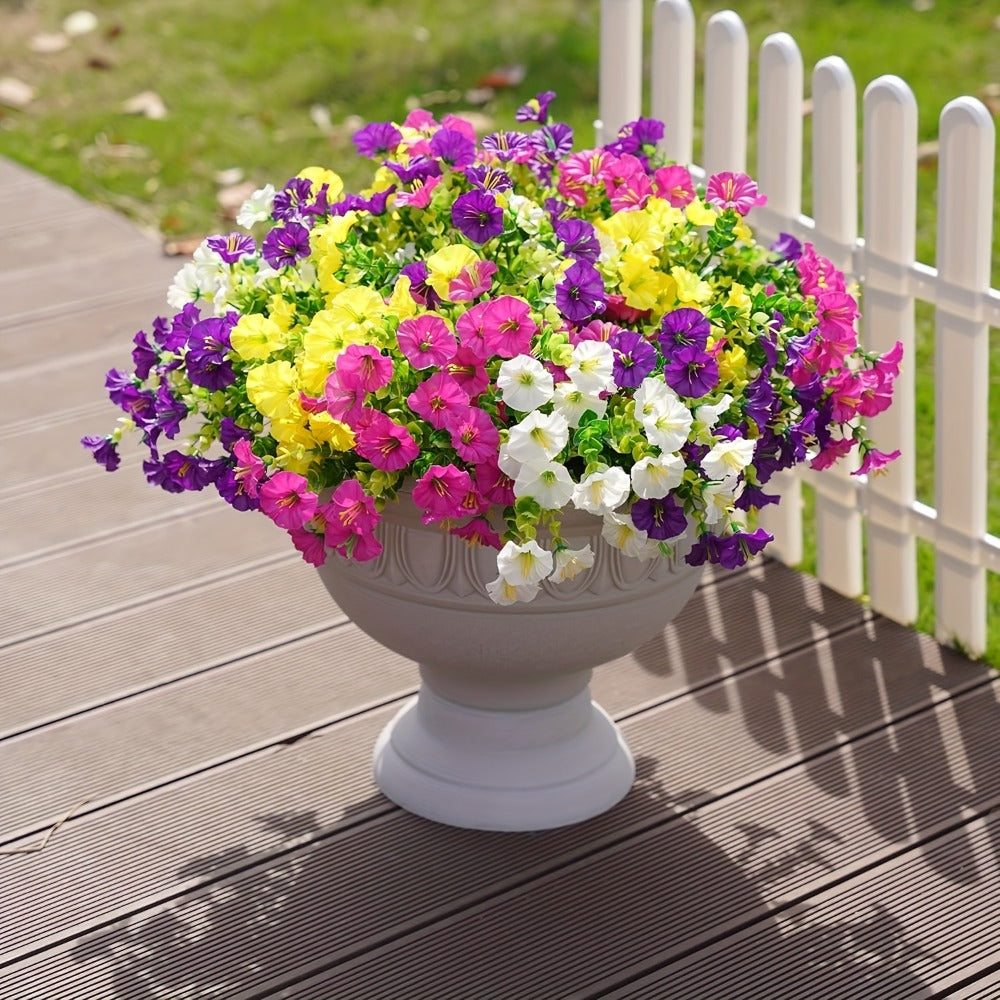Artificial Flowers 10-Bundle Pink Morning Glory Set for Porch, Planter, Window Box and Home Decor