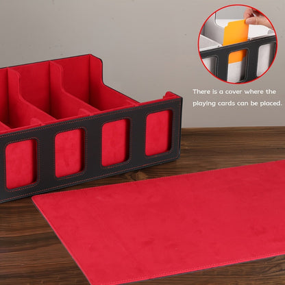 Four-Row Trading Card Storage Box with Display Windows, Four Colors and Pictured Divider Accessories