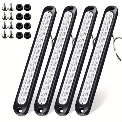 LED Trailer Marker Lights 4-Pack – 15 LED Stop Turn Signal Tail Light Bar for Truck, Semi, Boat Trailer & RV | Amber, Red, White