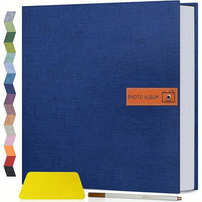 Self-Adhesive Linen Photo Album with 40- or 60-Page Options, Two Cover Sizes, Metal Pen and 12 Colors
