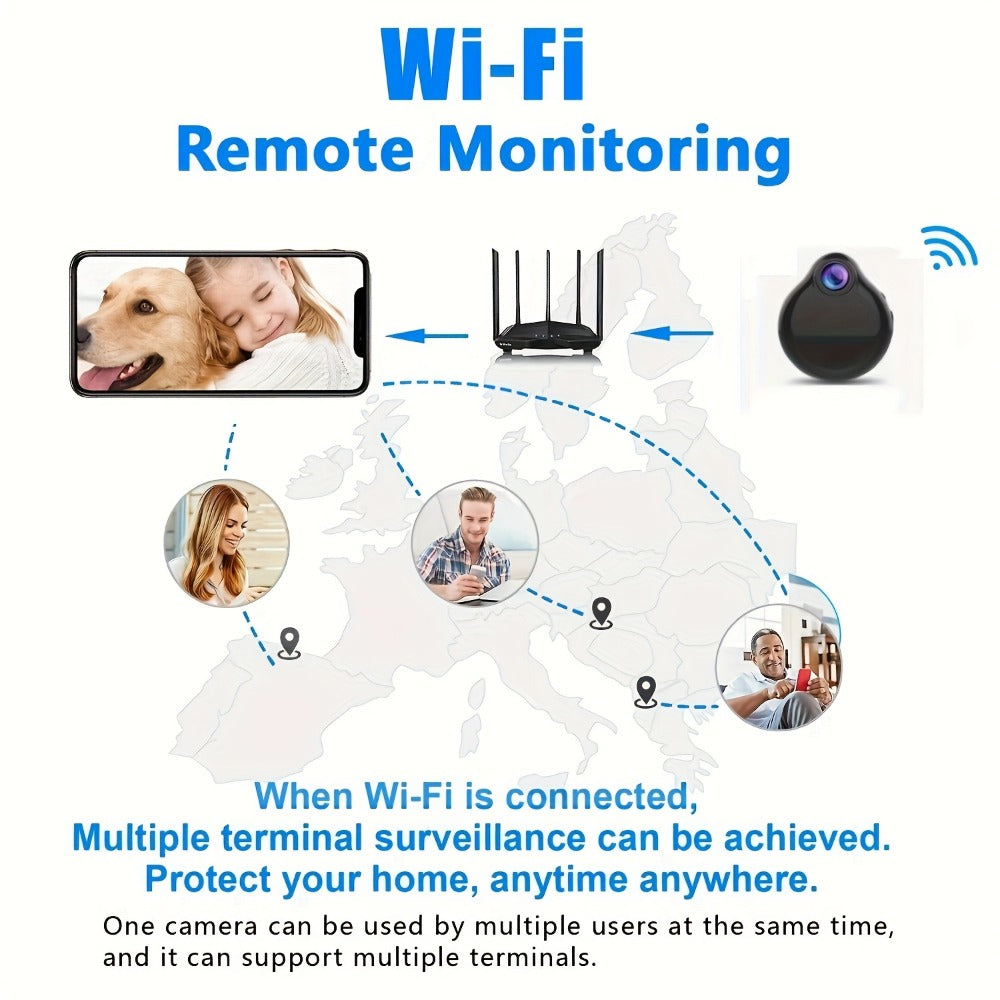 Mini Spy Body Camera WiFi Wearable Micro Hidden Cam, Motion Detection, Video & Voice Recorder, Built-In Battery – Portable Covert Nanny Surveillance Webcam for Home Security Travel Personal Safety