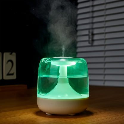 USB Humidifier with 7-Color Night Light – Silent 26dB Double Mist Visible Water Tank 24-Hour Runtime for Bedroom Living Room Office Desktop Home Decor Gift