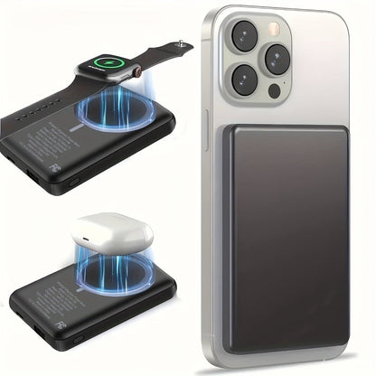 5000mAh-Labeled Magnetic Wireless Power Bank with White Ring Bundle or Blue Upgrade Option