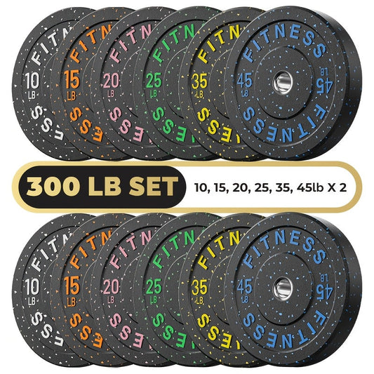 Bumper Plates Colored Rubber Weight Plates – 2-Inch Olympic Barbell Plates for Weightlifting & Strength Training, High Bounce Floor Protection, Low Odor, Non-Slip Surface, Home Gym & Commercial Gym