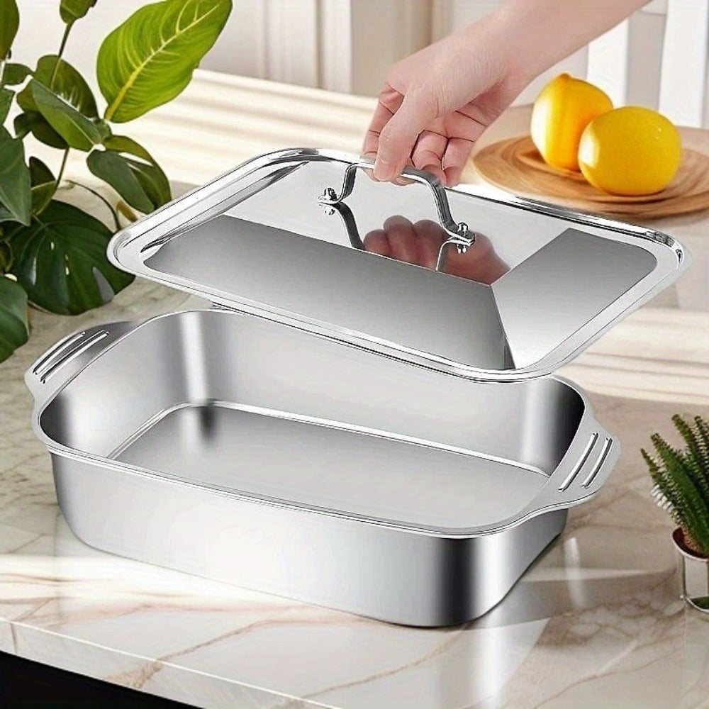 Stainless Steel Baking Tray Sets with Lids and Handles in Three Large or Six-Piece Checkout Options