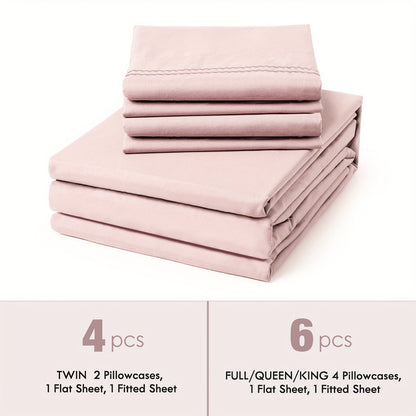 Bed Sheet Set Sanded Polyester Microfiber with 35–39 cm Pocket and Solid or Stripe Pattern Options