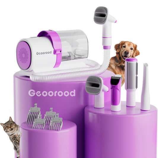 Dog Grooming Vacuum Kit 4-in-1 – Pet Hair Vacuum with Electric Clipper, Grooming Brush & Deshedding Tools, 2.5L Large Dust Cup, 10kPa Suction, Low Noise, 4 Comb Sizes (Model G2-W2)
