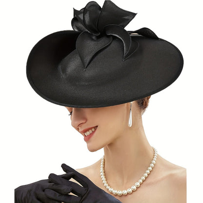 Fascinators & Derby Hats - Fascinator Hat for Women Wide Brim Hat Wedding Headpiece Tea Bridal Hair - product detail view 4