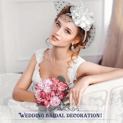 Fascinators & Mini Hats - Fascinator Set of 6 Feather Pillbox Hat with Clip Veil Flower for Women - product detail view 8