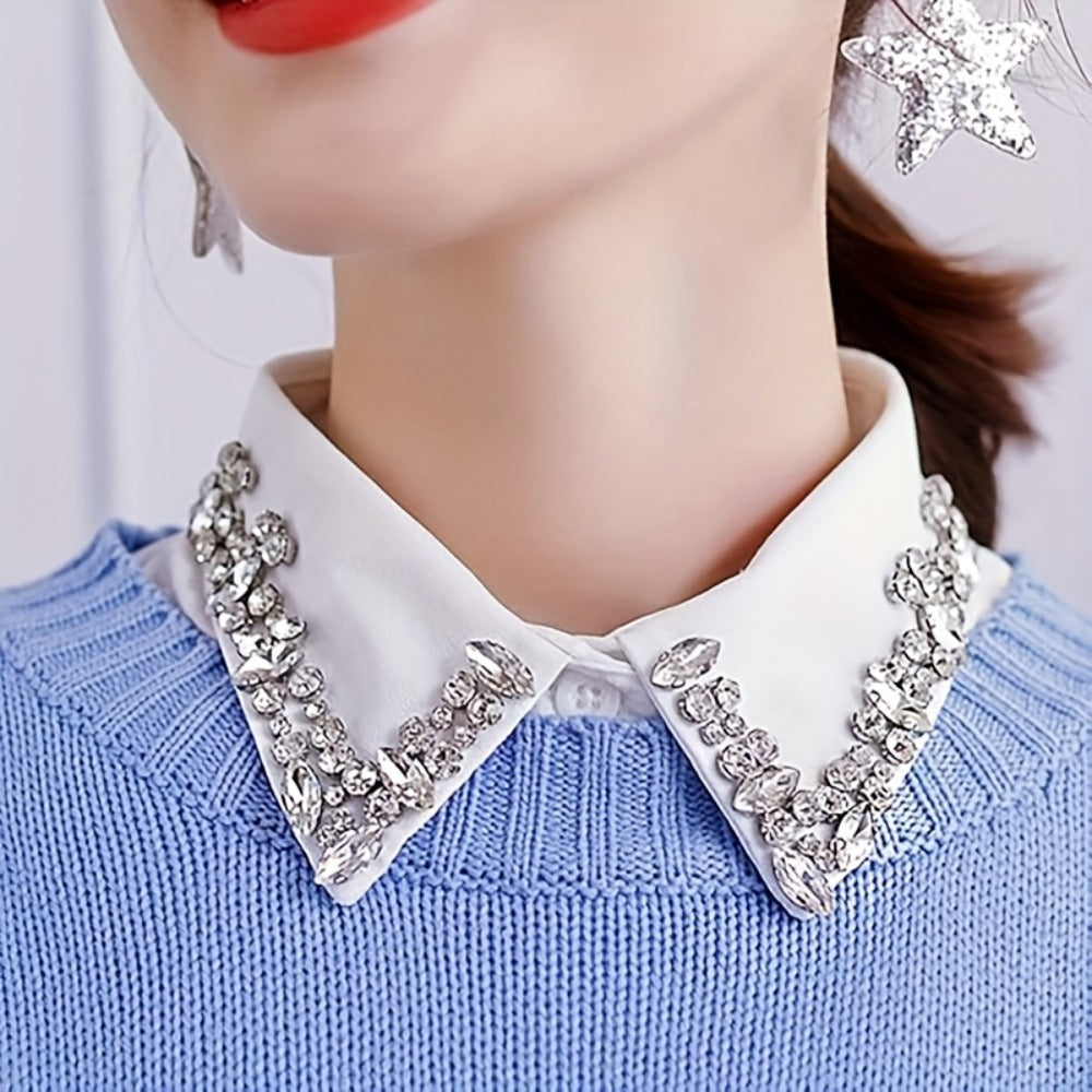 Fashion Accessories - Rhinestone Faux Collar with Shoulder Straps for Women Detachable - product detail view 5