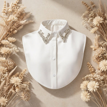 Fashion Accessories - Rhinestone Faux Collar with Shoulder Straps for Women Detachable - product detail view 6
