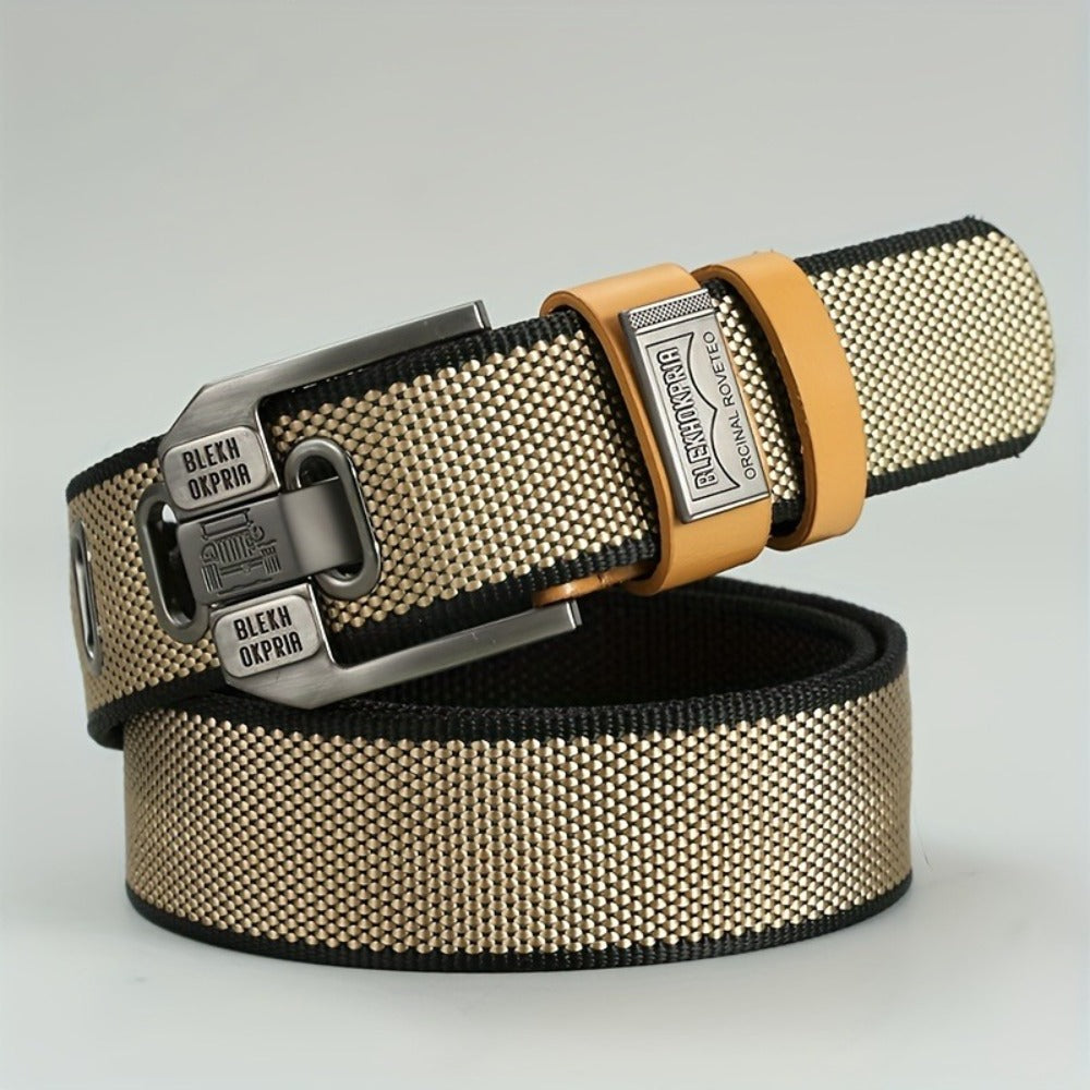 Fashion Belt - No-Hole Sliding Buckle Unisex Alloy Square Buckle Ratchet Adjustable - main product view