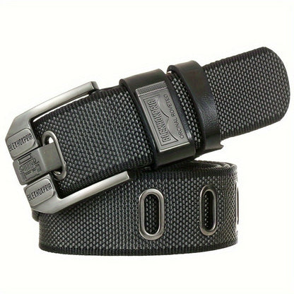 Fashion Belt - No-Hole Sliding Buckle Unisex Alloy Square Buckle Ratchet Adjustable - product detail view 2