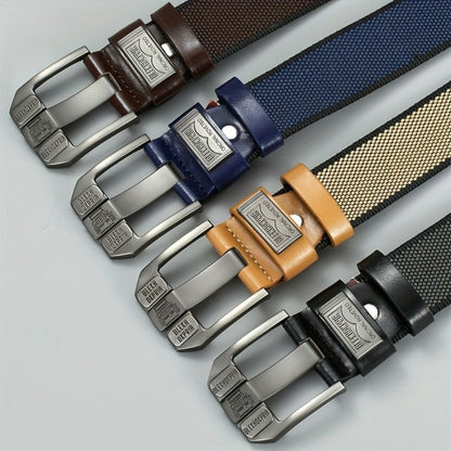 Fashion Belt - No-Hole Sliding Buckle Unisex Alloy Square Buckle Ratchet Adjustable - product detail view 6