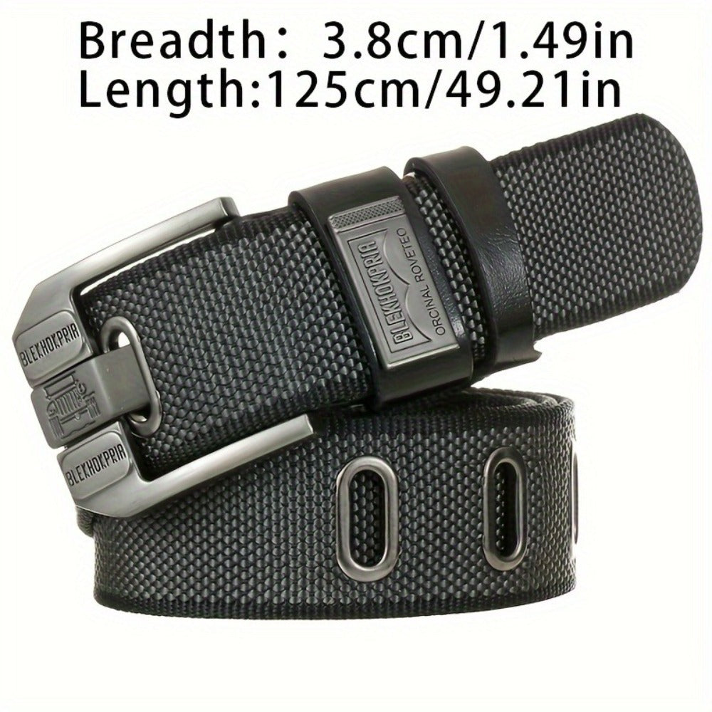 Fashion Belt - No-Hole Sliding Buckle Unisex Alloy Square Buckle Ratchet Adjustable - product detail view 8