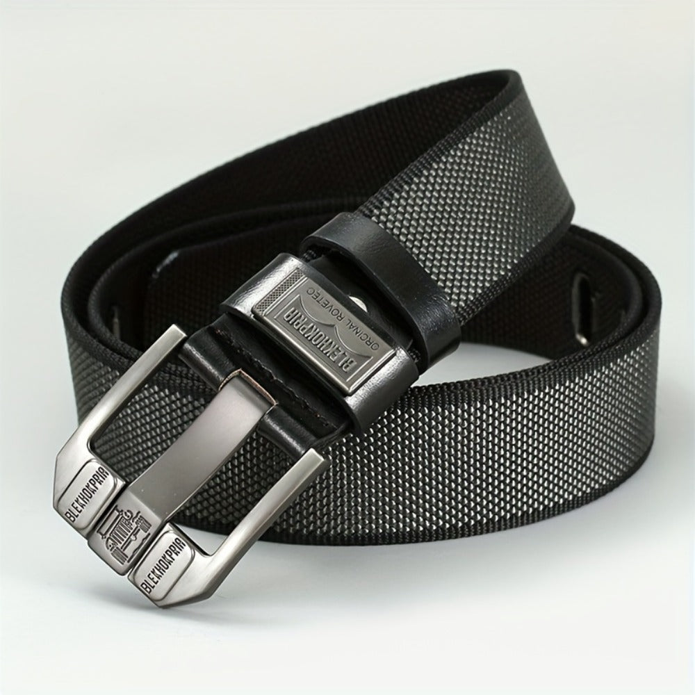 Fashion Belt - No-Hole Sliding Buckle Unisex Alloy Square Buckle Ratchet Adjustable - product detail view 15