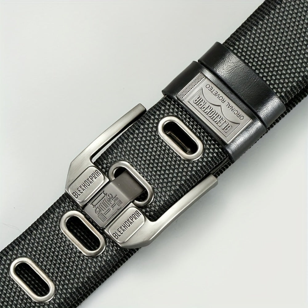 Fashion Belt - No-Hole Sliding Buckle Unisex Alloy Square Buckle Ratchet Adjustable - product detail view 16