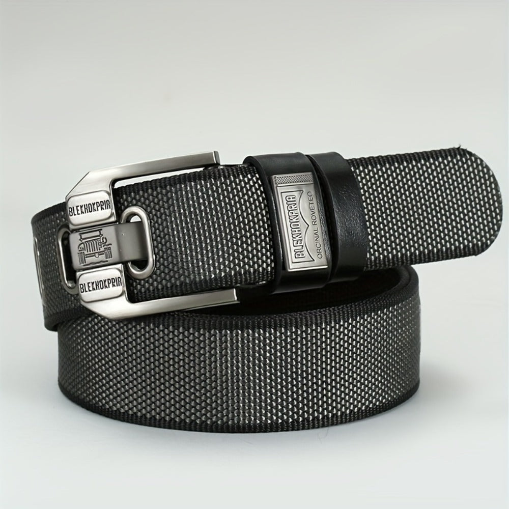 Fashion Belt - No-Hole Sliding Buckle Unisex Alloy Square Buckle Ratchet Adjustable - product detail view 17
