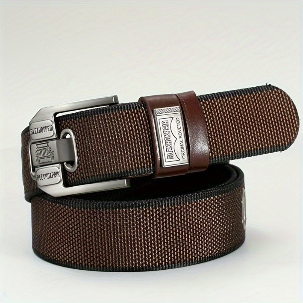 Fashion Belt - No-Hole Sliding Buckle Unisex Alloy Square Buckle Ratchet Adjustable - product detail view 18