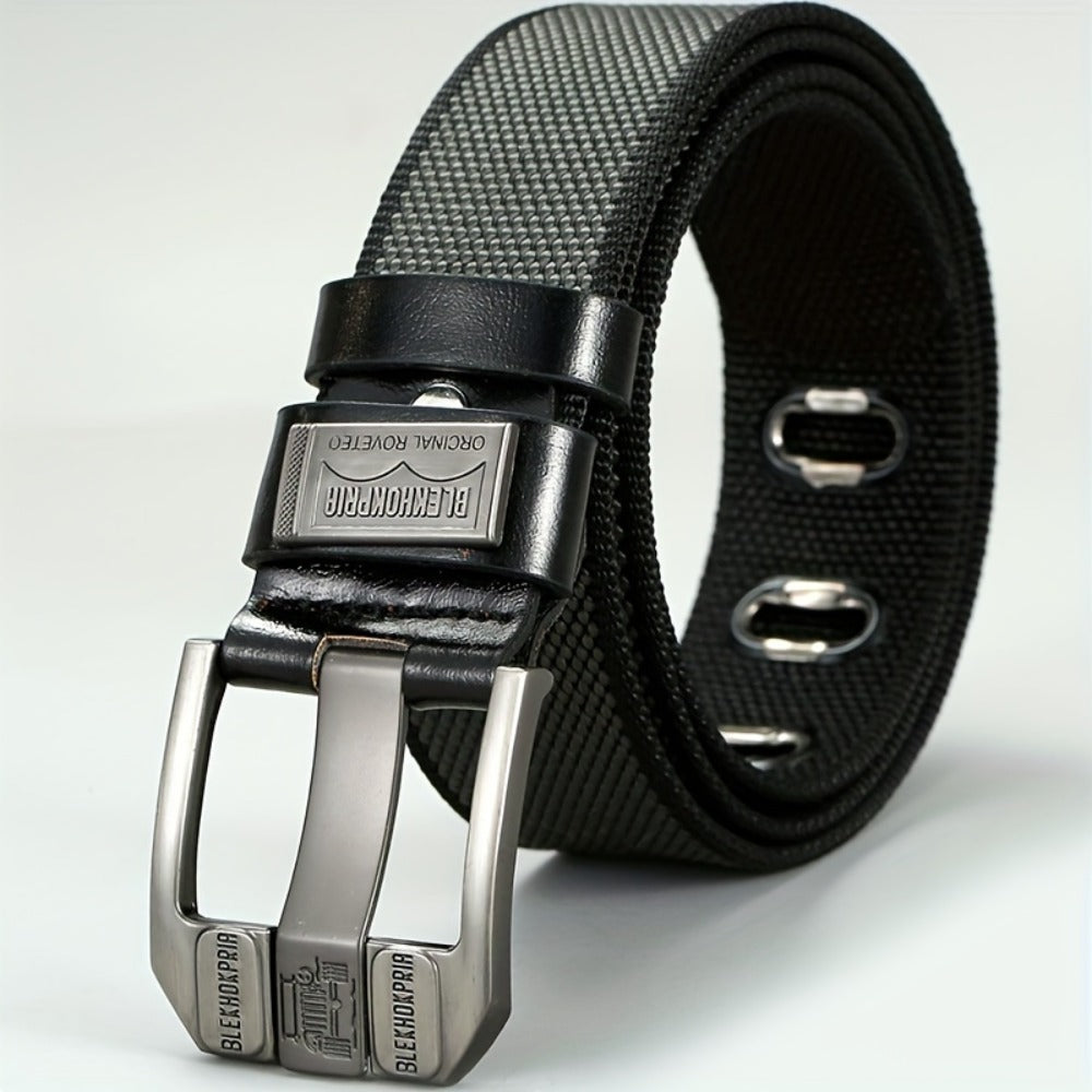 Fashion Belt - No-Hole Sliding Buckle Unisex Alloy Square Buckle Ratchet Adjustable - product detail view 19