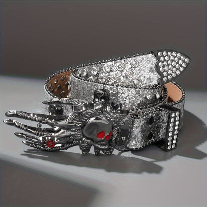 Fashion Belt - Punk Skull Unisex Rhinestone Embellished Faux Leather with Zinc Alloy - product detail view 11