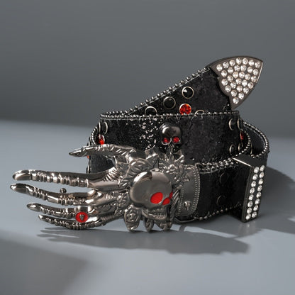 Fashion Belt - Punk Skull Unisex Rhinestone Embellished Faux Leather with Zinc Alloy - product detail view 13