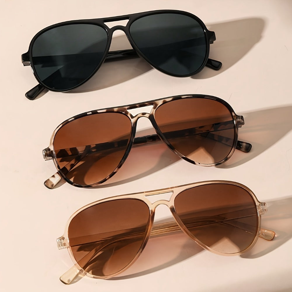 Fashion Glasses - Double Bridge for Women 3 Pack Minimalist Eyewear Tortoiseshell Black Tan - product detail view 2