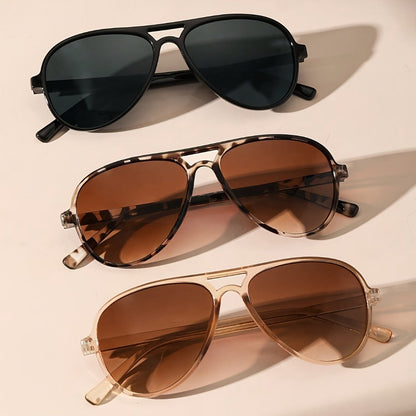Fashion Glasses - Double Bridge for Women 3 Pack Minimalist Eyewear Tortoiseshell Black Tan - product detail view 2