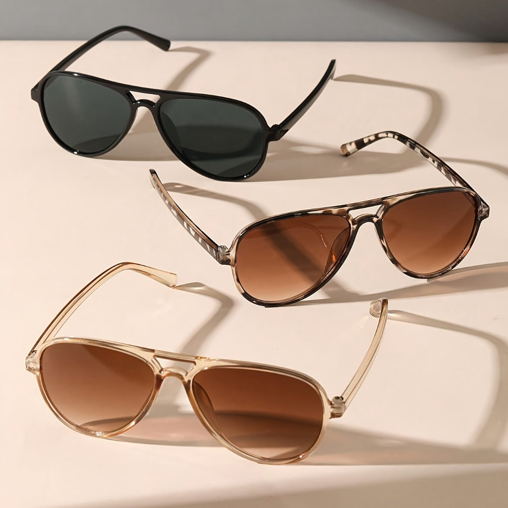 Fashion Glasses - Double Bridge for Women 3 Pack Minimalist Eyewear Tortoiseshell Black Tan - product detail view 5