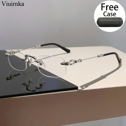 Fashion Glasses - Frameless Vintage Square for Men & Women HD Transparent Lenses, Zinc Alloy - product detail view 2