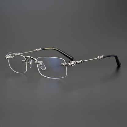 Fashion Glasses - Frameless Vintage Square for Men & Women HD Transparent Lenses, Zinc Alloy - product detail view 3