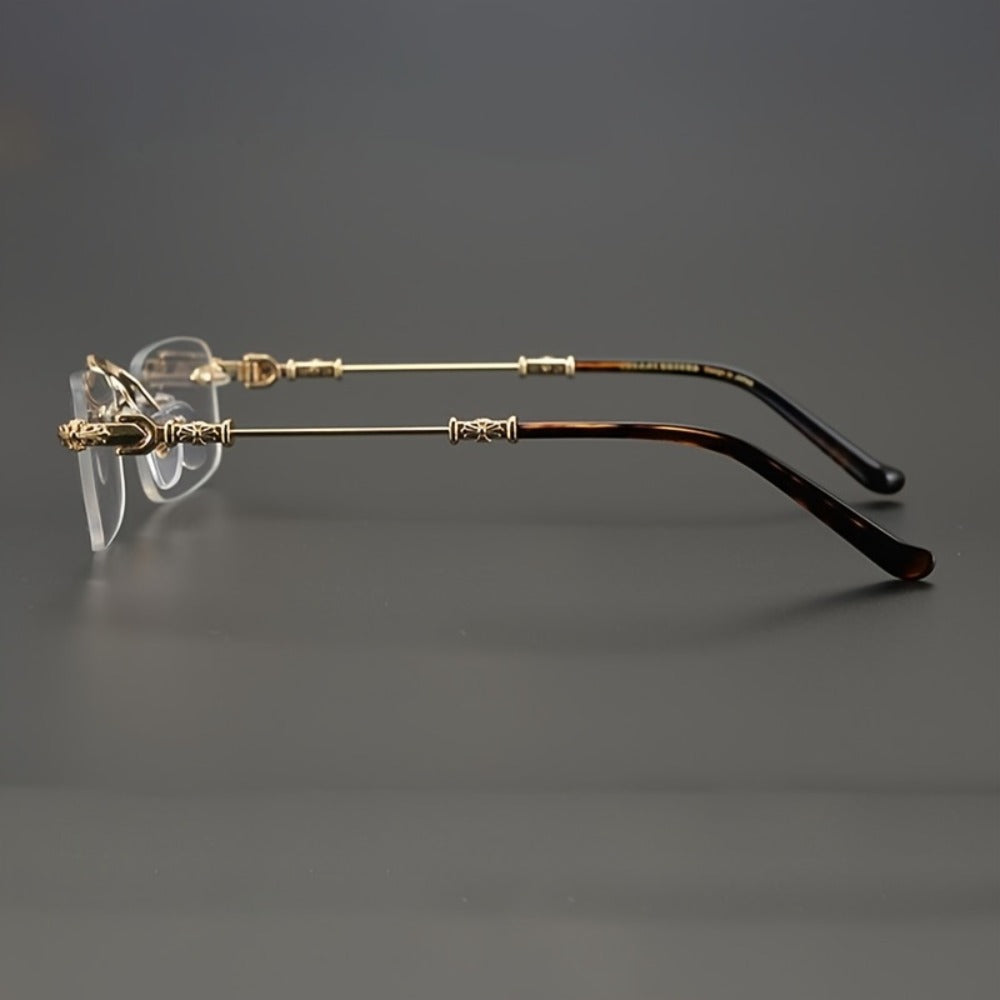 Fashion Glasses - Frameless Vintage Square for Men & Women HD Transparent Lenses, Zinc Alloy - product detail view 8
