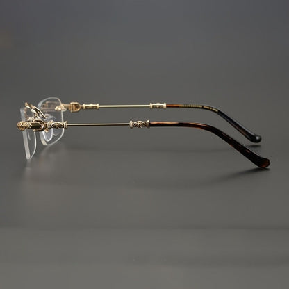 Fashion Glasses - Frameless Vintage Square for Men & Women HD Transparent Lenses, Zinc Alloy - product detail view 8