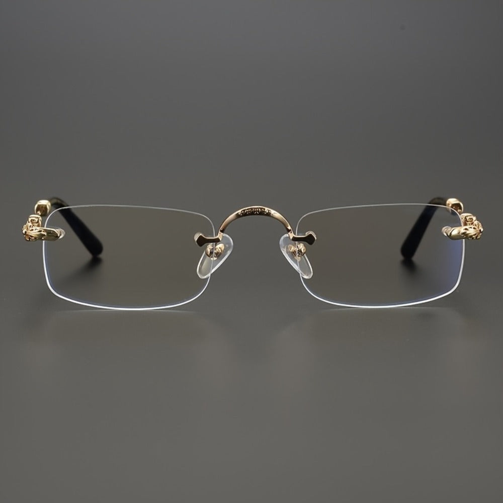 Fashion Glasses - Frameless Vintage Square for Men & Women HD Transparent Lenses, Zinc Alloy - product detail view 10