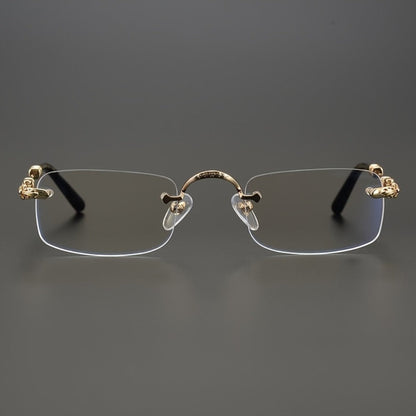 Fashion Glasses - Frameless Vintage Square for Men & Women HD Transparent Lenses, Zinc Alloy - product detail view 10