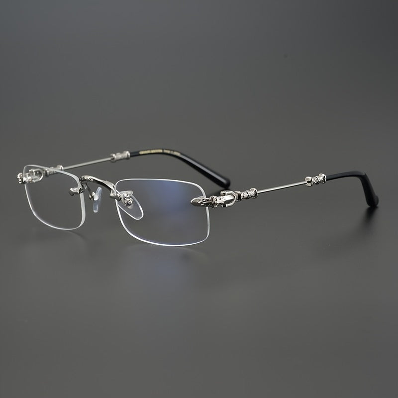 Fashion Glasses - Frameless Vintage Square for Men & Women HD Transparent Lenses, Zinc Alloy - product detail view 12