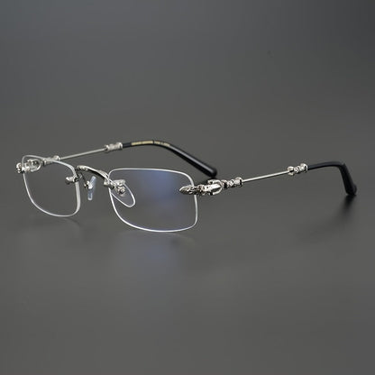Fashion Glasses - Frameless Vintage Square for Men & Women HD Transparent Lenses, Zinc Alloy - product detail view 12