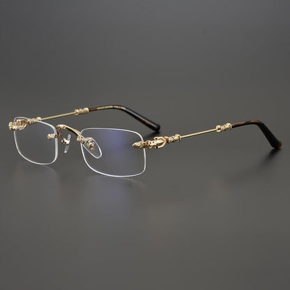 Fashion Glasses - Frameless Vintage Square for Men & Women HD Transparent Lenses, Zinc Alloy - product detail view 13