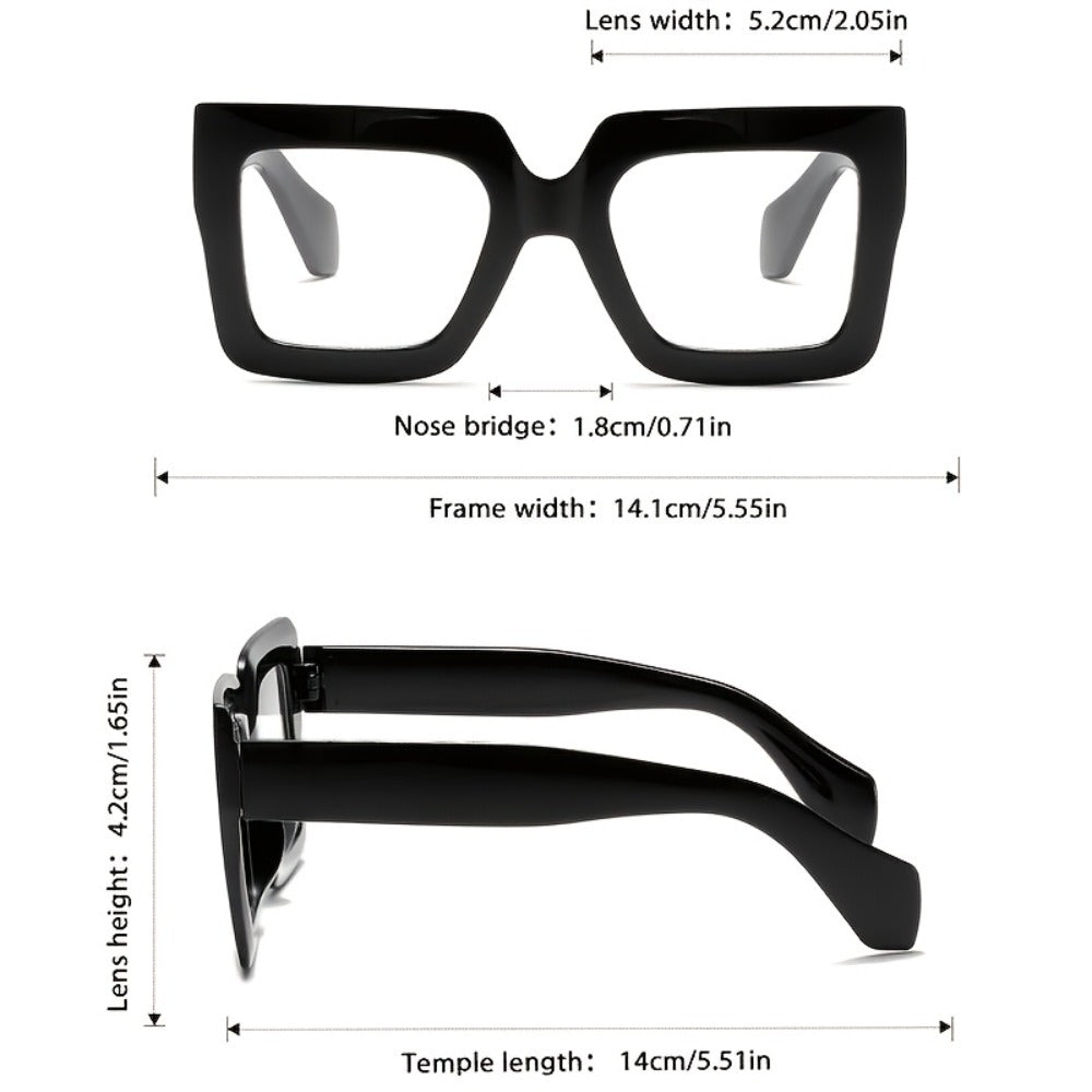 Fashion Glasses - Set 3pcs 4pcs Vintage Square Full Rim Clear Lens Eyeglasses Lightweight - product detail view 2