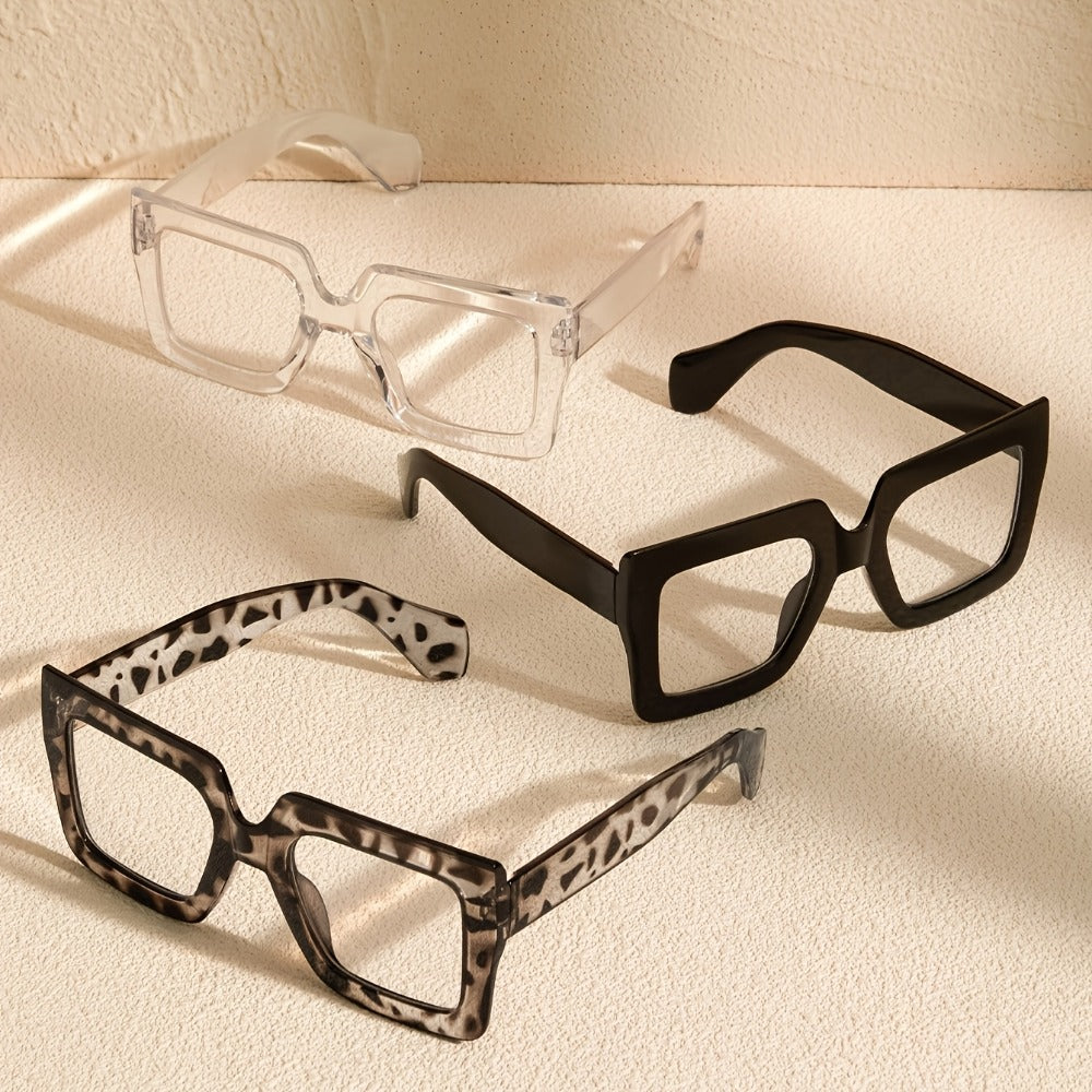 Fashion Glasses - Set 3pcs 4pcs Vintage Square Full Rim Clear Lens Eyeglasses Lightweight - product detail view 3