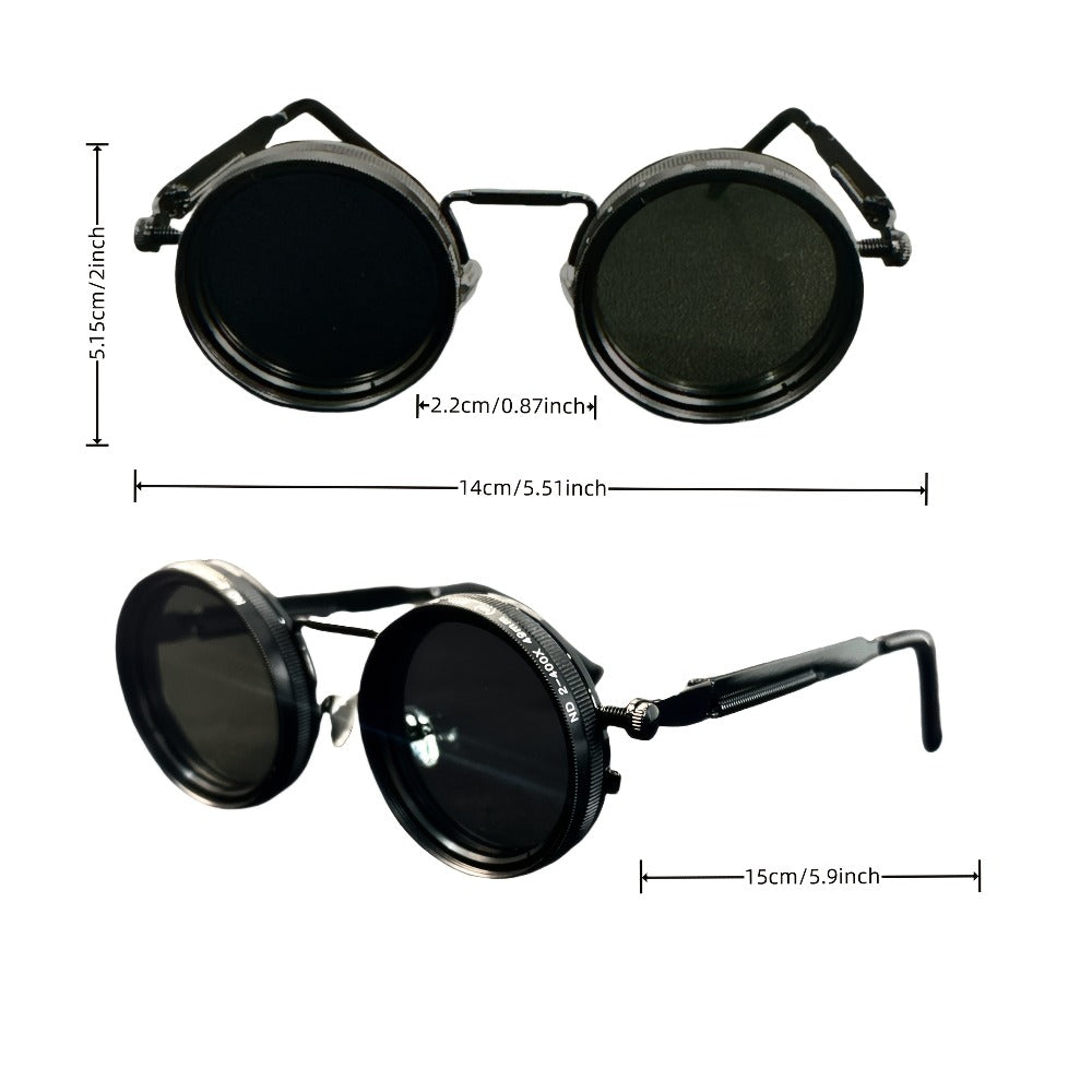 Fashion Glasses - Steampunk Vintage Flip Spin Adjustable Gradient Lens Alloy Frame - product detail view 2