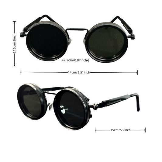 Fashion Glasses - Steampunk Vintage Flip Spin Adjustable Gradient Lens Alloy Frame - product detail view 2