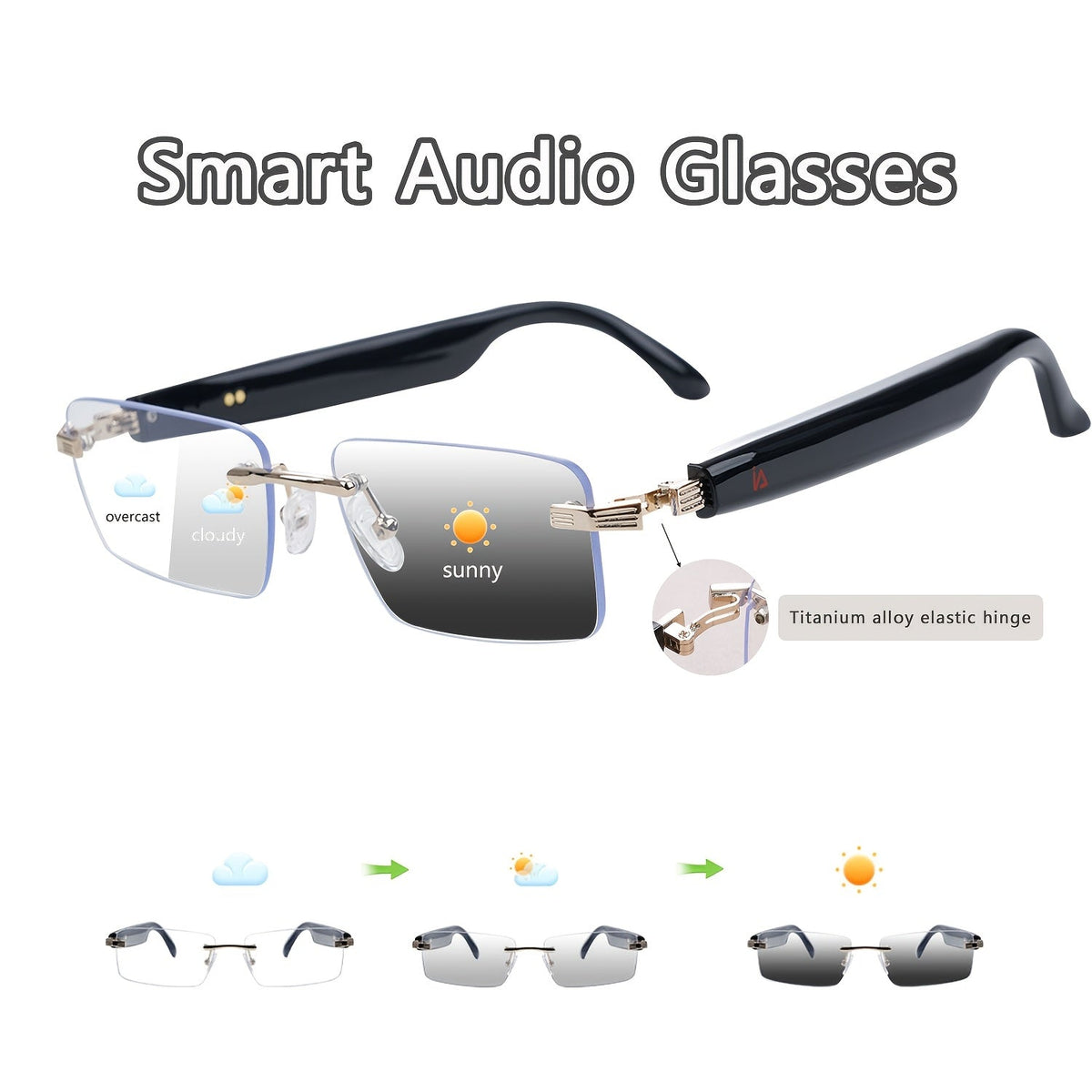 Fashion Sunglasses - Bluetooth Glasses Smart Audio Photochromic Lenses Anti Blue Light - product detail view 24