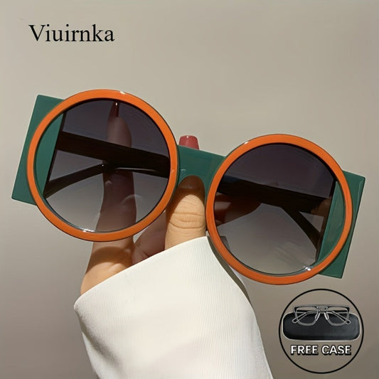 Fashion Sunglasses - Color Block Round Unisex Retro Minimalist Glasses for Beach Vacation - main product view