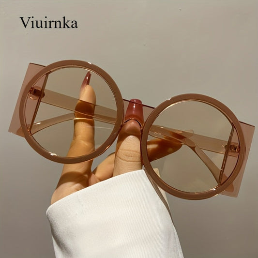 Fashion Sunglasses - Color Block Round Unisex Retro Minimalist Glasses for Beach Vacation - product detail view 2