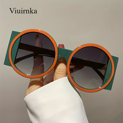 Fashion Sunglasses - Color Block Round Unisex Retro Minimalist Glasses for Beach Vacation - product detail view 3
