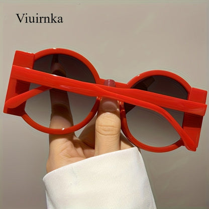 Fashion Sunglasses - Color Block Round Unisex Retro Minimalist Glasses for Beach Vacation - product detail view 4