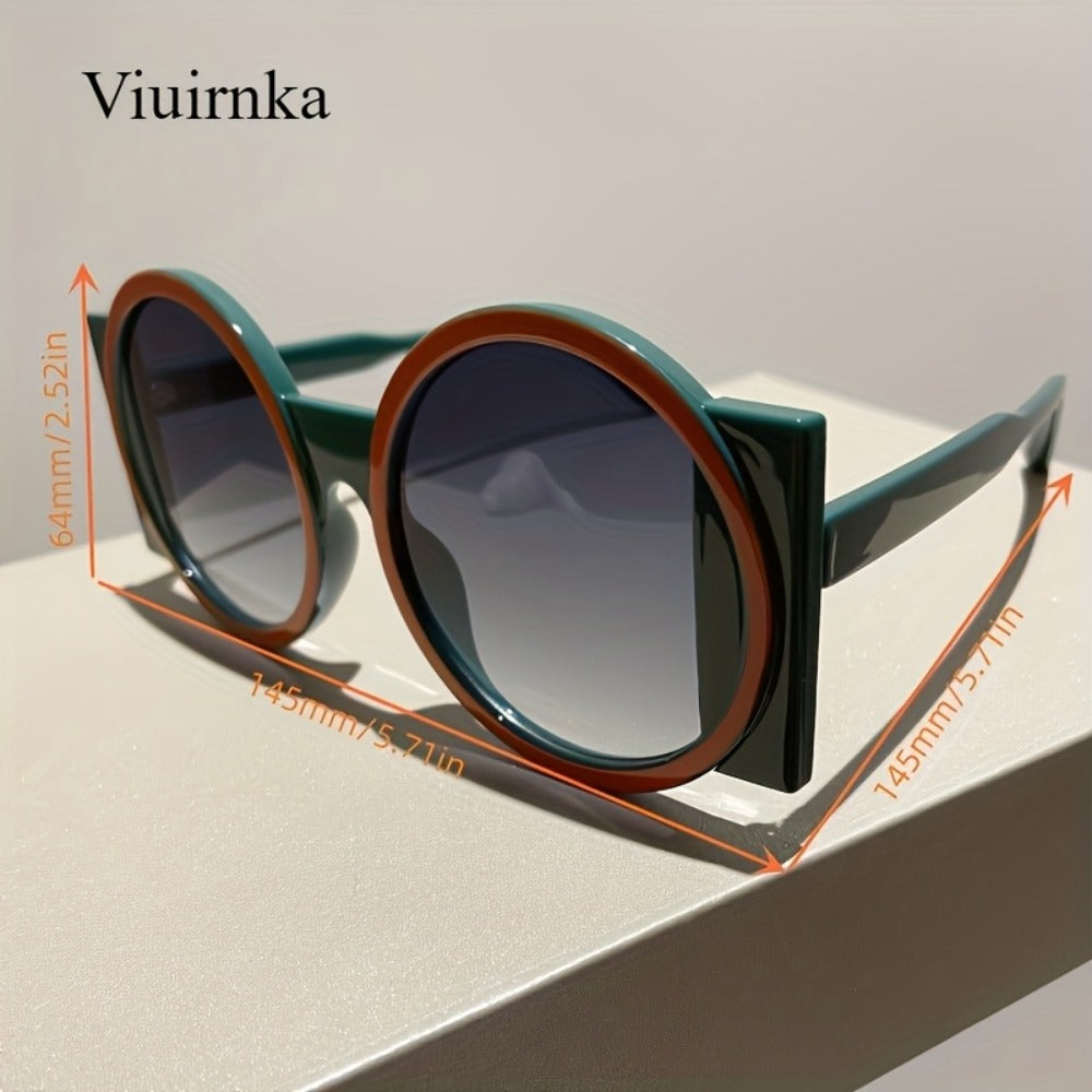 Fashion Sunglasses - Color Block Round Unisex Retro Minimalist Glasses for Beach Vacation - product detail view 6