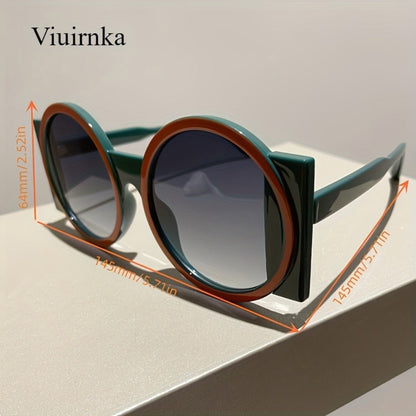Fashion Sunglasses - Color Block Round Unisex Retro Minimalist Glasses for Beach Vacation - product detail view 6