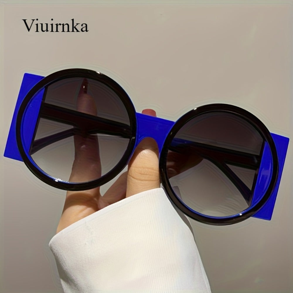 Fashion Sunglasses - Color Block Round Unisex Retro Minimalist Glasses for Beach Vacation - product detail view 7